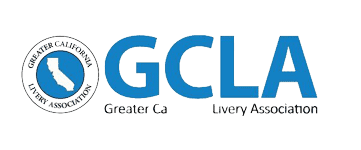 Greater California Livery Association logo with blue text and emblem.